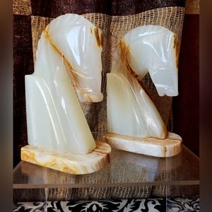 Pair of Marble Horse Bookends